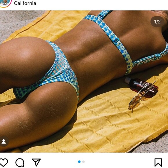 NWT OneOne Swimwear SET Bikini Canggu Pattern Jesse Kameron Blue New Dots Bubble - Picture 14 of 15